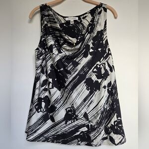 St John silk black and white tank top size L